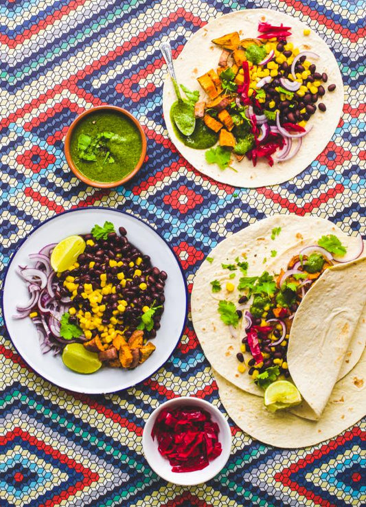 Vegetarian Tacos with a Quick Salsa Verde